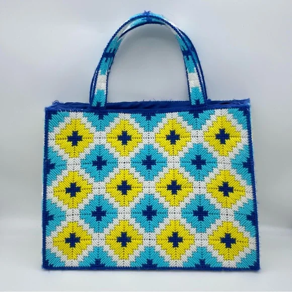 Hand Crafted Bags Vintage Handwoven Granny Square Geometric